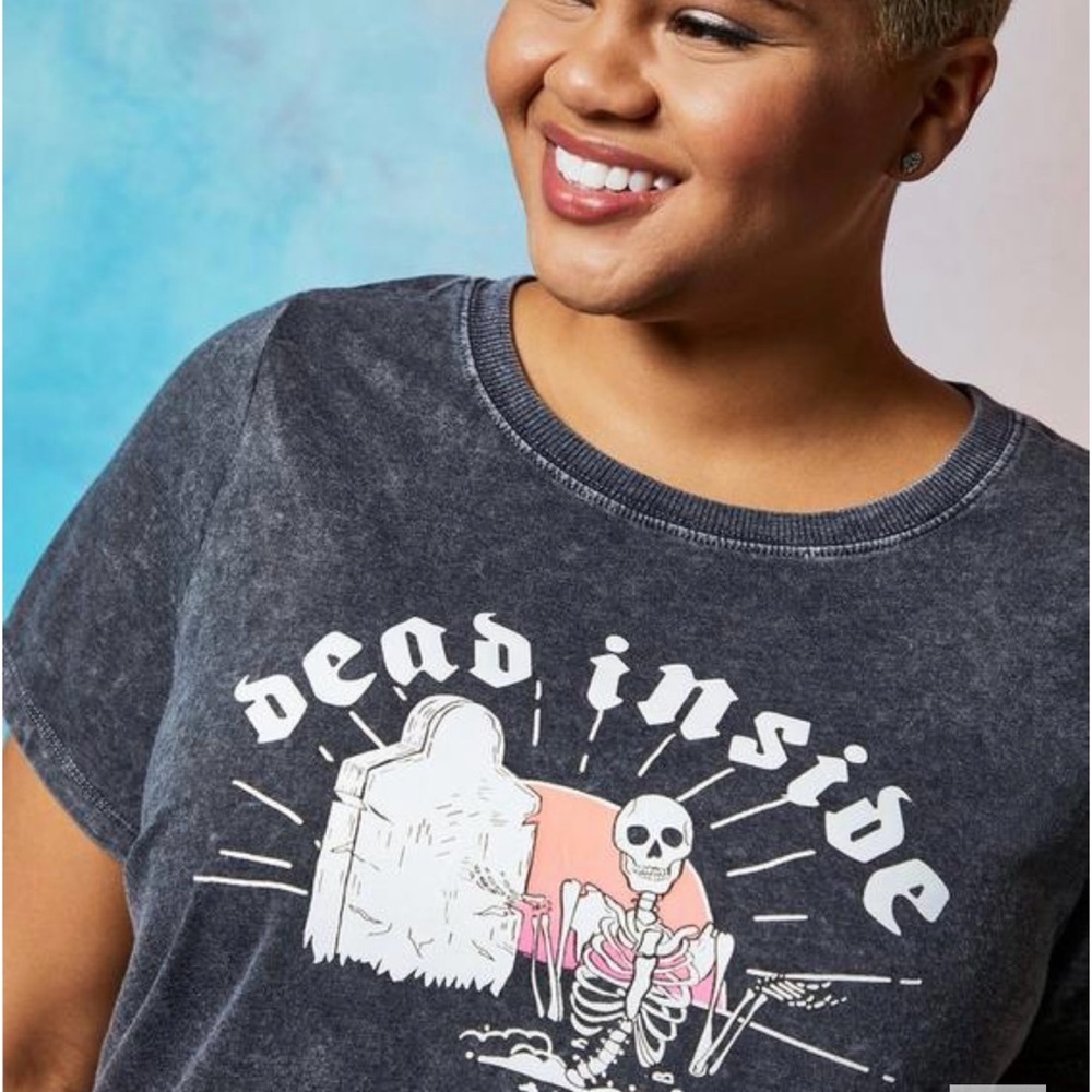 Torrid Lovesick Dead Inside – Black Acid Wash Vintage Tunic Plus Sz 1X 1…